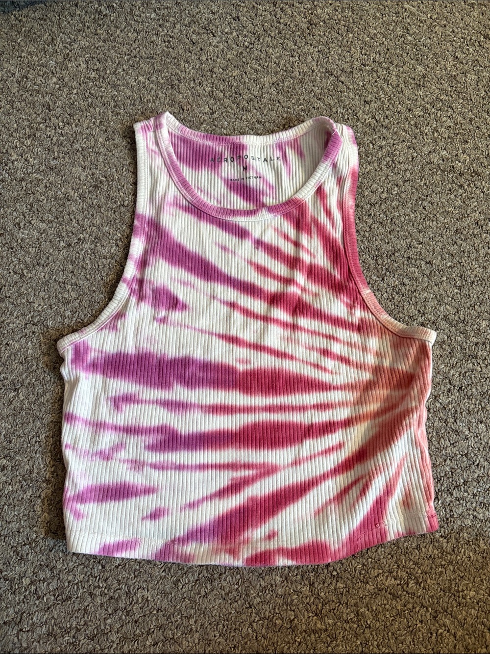 Aeropostale Pink Tie-Dye Ribbed Crop Tank